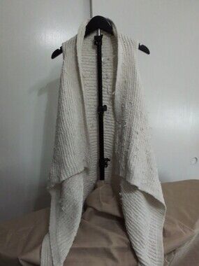 Cozy Cream Open-Front Knit Sweater Vest